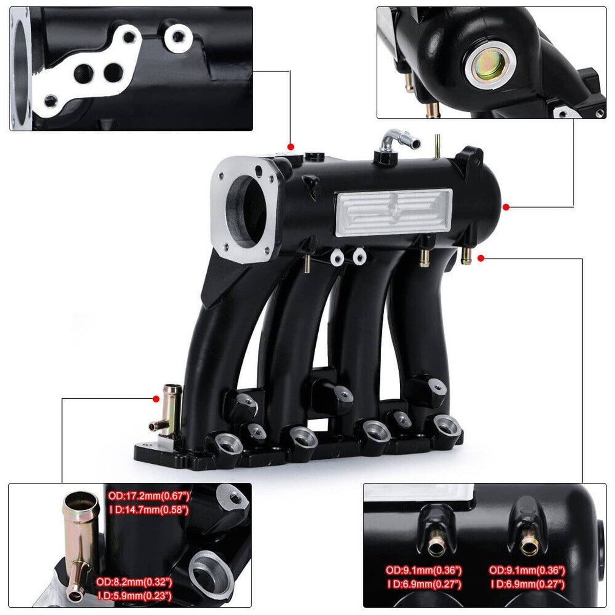 Solidspare D-Series Intake Manifold +70mm Throttle Body For Honda Civic CRX DEL SOL D15 D16