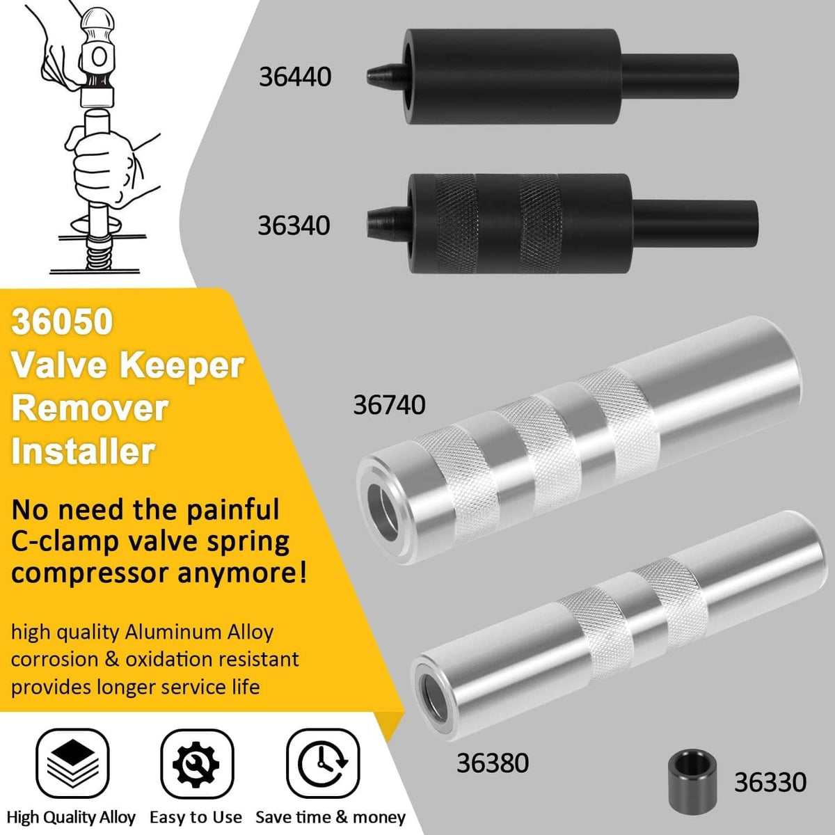 Solidspare 36050 Valve Keeper Remover Installer Kit for Toyota 4 Cylinder Chrysler 4.5-7mm
