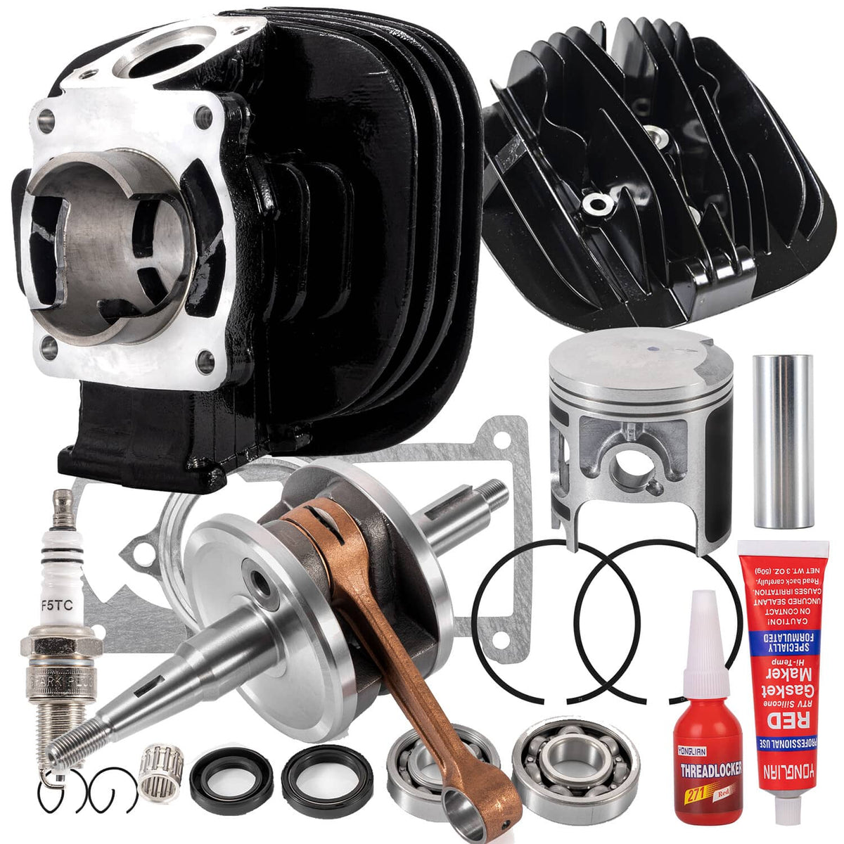 Solidspare YFS200 Crankshaft Cylinder Piston Crank Motor Rebuild Kit For Yamaha Blaster 200