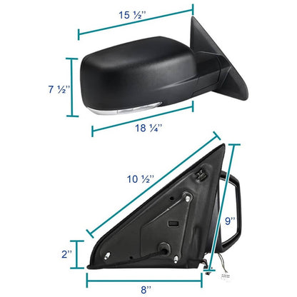 Solidspare Fits 2013-2019 Ram 1500 Power Folding Right Side Mirror Black Cover w/ Signal