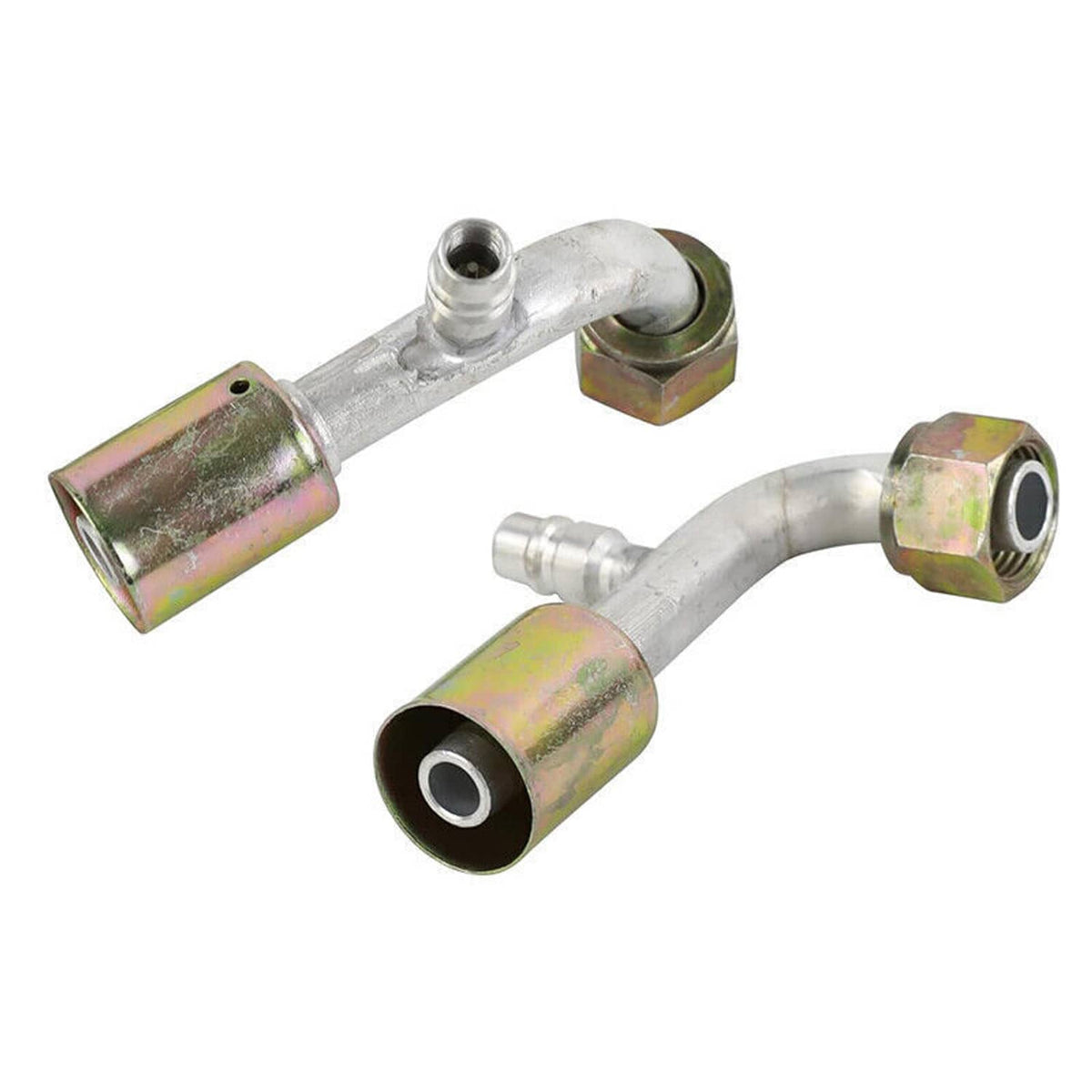 Solidspare AC Fitting Set #8 and #10 Female Oring Beadlock 90 Degree & R134a pressure valve