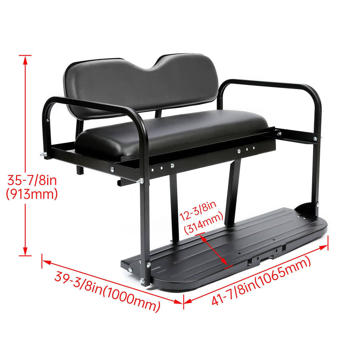 Solidspare Golf Cart Flip Folding Rear Back Seat Kit Black For EZGO Marathon Pre-1994