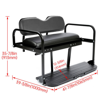 Solidspare Golf Cart Flip Folding Rear Back Seat Kit Black For EZGO Marathon Pre-1994