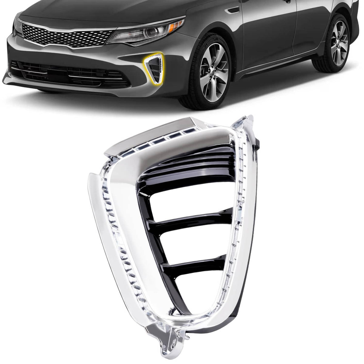 Solid Spare For Kia Optima 2016 2017 2018 Front Chrome Fog Light Lamp Bezel Left Driver Side