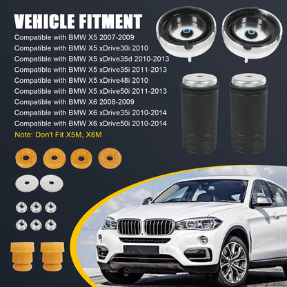 Solidspare Front Strut Shock Mount Support Upper Lower Bump Stop Kits Fit BMW X5 X6 E70 E71