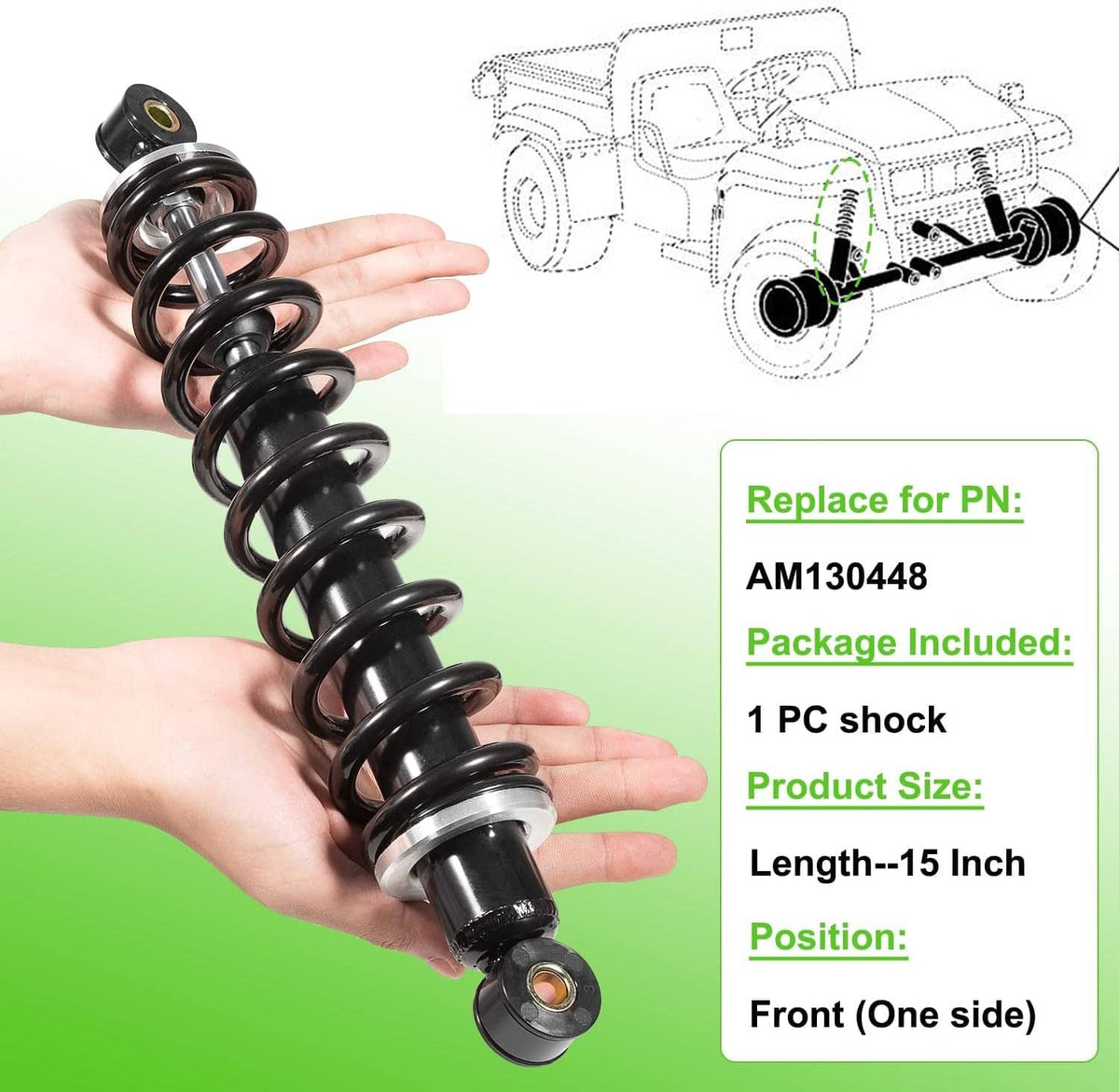 Solidspare Front Suspension Heavy Duty Shock Absorber Kit For John Deere AM130448 Gator TX