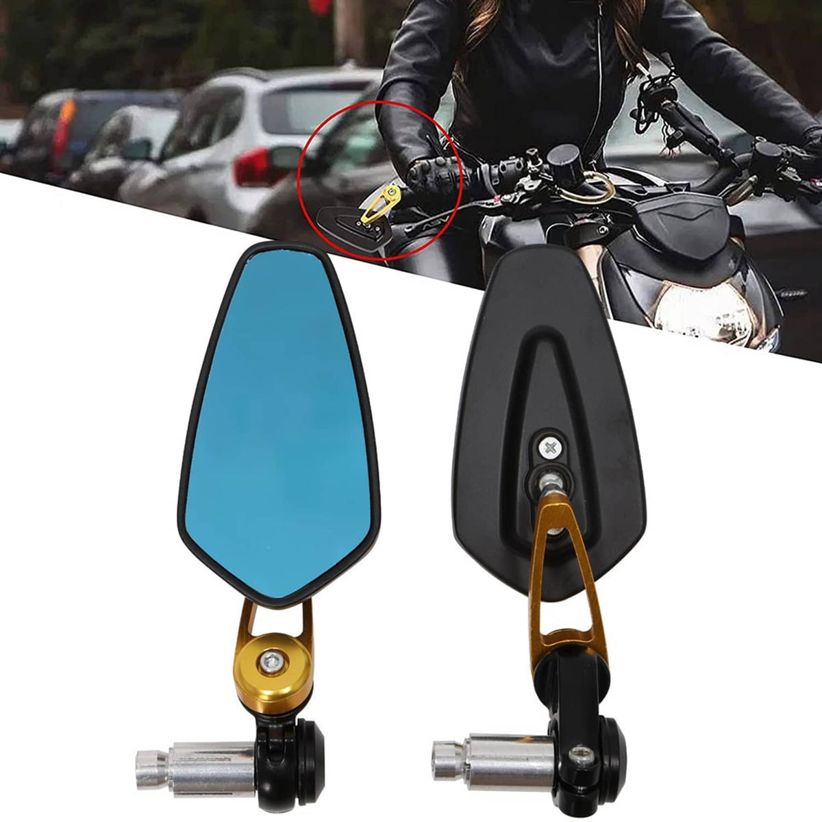 Solidspare Motorcycle 7/8" 22mm CNC Bar End Rear View Mirrors For Honda GROM MSX125 CB500F