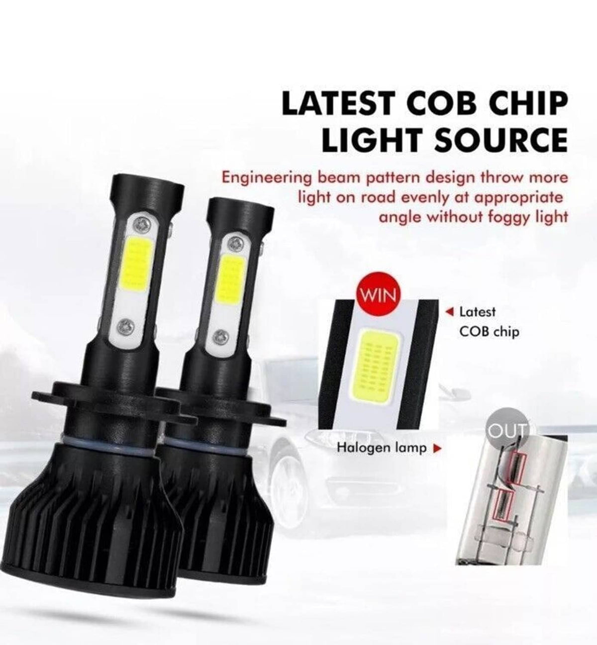 Solidspare 4-Sides H13 9008 LED Headlight Bulb for 2004-2014 Ford F-150 High Low Beam 6000K