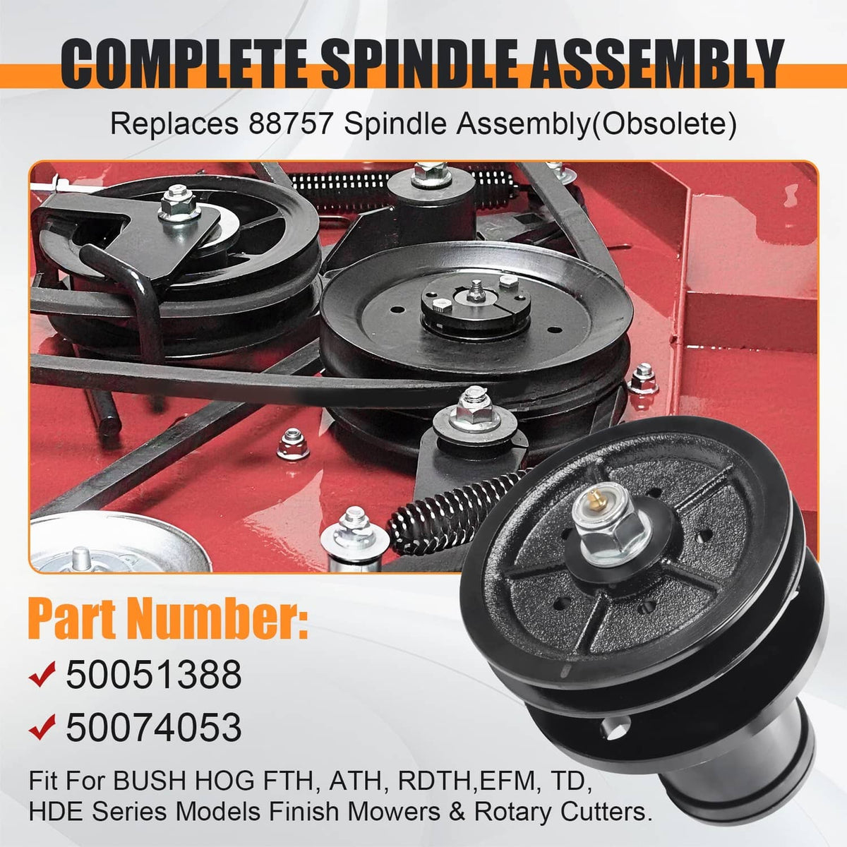 Solidspare Complete Spindle Assembly For 50051388 Bush Hog RDTH FTH ATH EFM TD Mowers