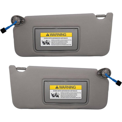 Solidspare 2x Gray Sun Visor w/ Light & Mirror Set For 2008-2017 Honda Accord 83280TA5A51ZA