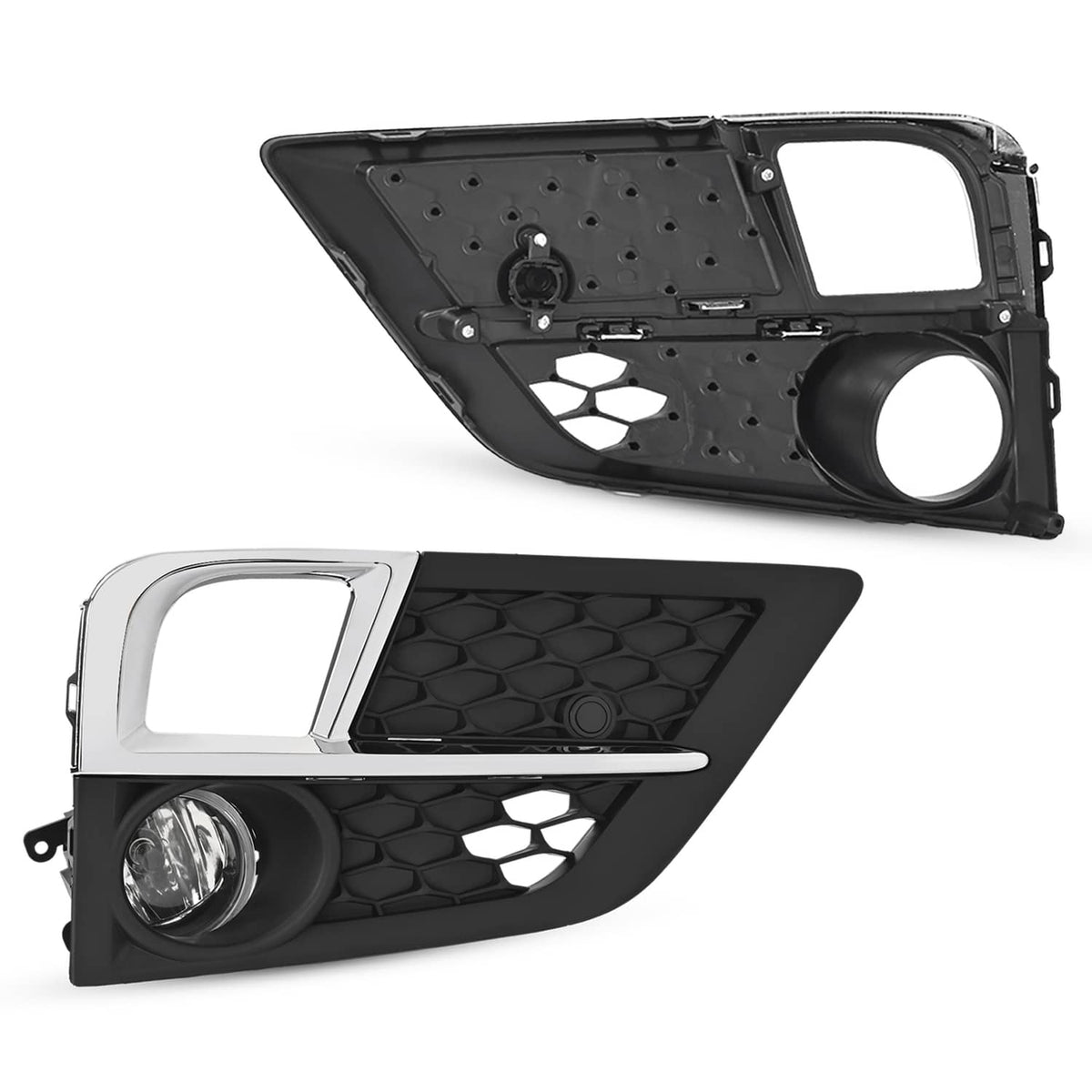 Solid Spare For Honda Odyssey 2018-2020 Bumper Fog Lights Lamps & Bezel Set W/Chrome Trim