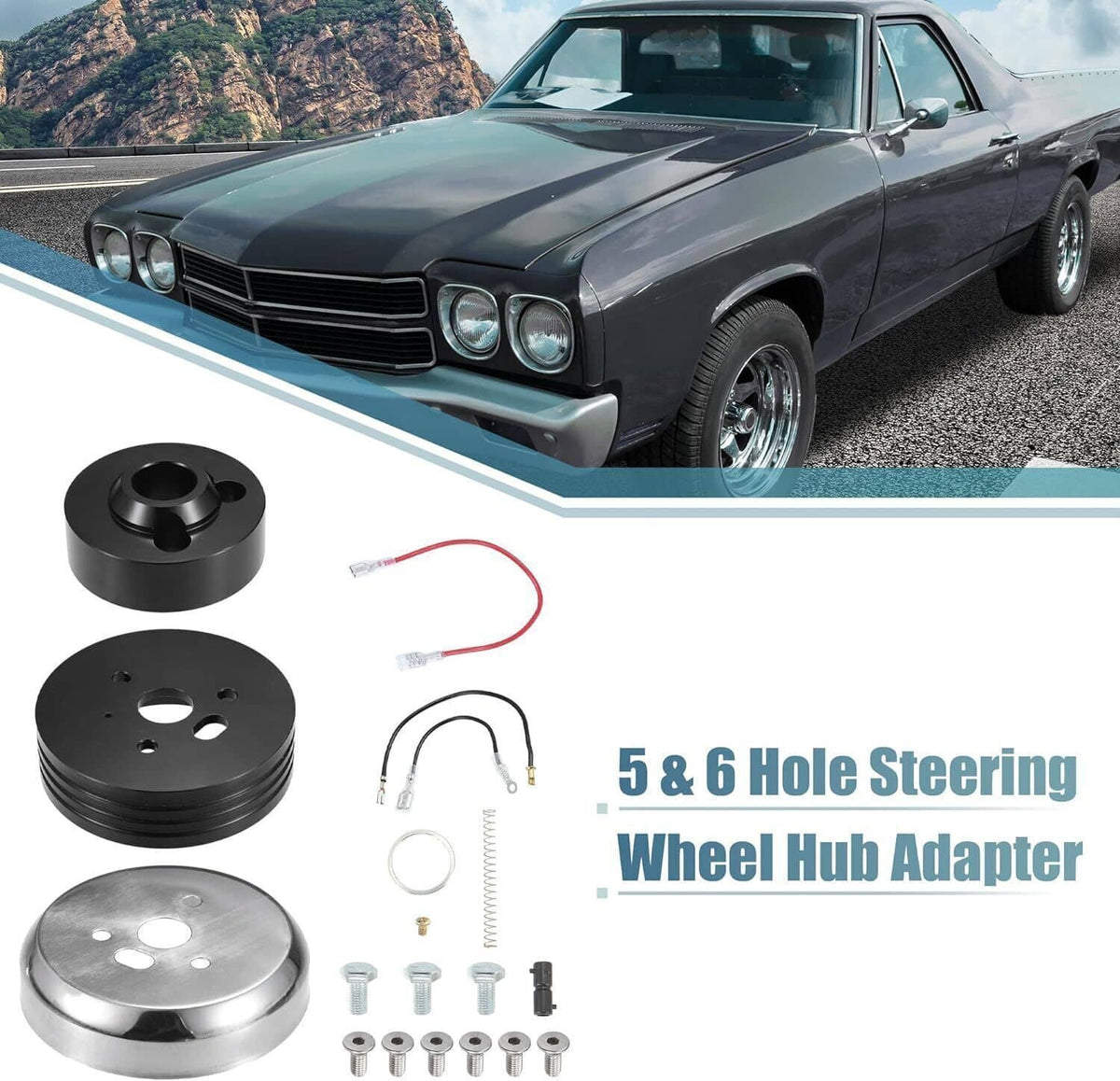 Solidspare 5 & 6 Hole Steering Wheel Polished Hub Adapter For Chevy Flaming River Ididit GM