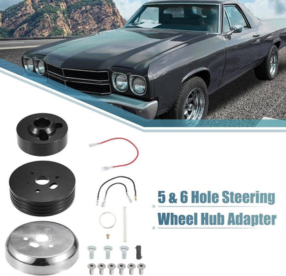 Solidspare 5 & 6 Hole Steering Wheel Polished Hub Adapter For Chevy Flaming River Ididit GM