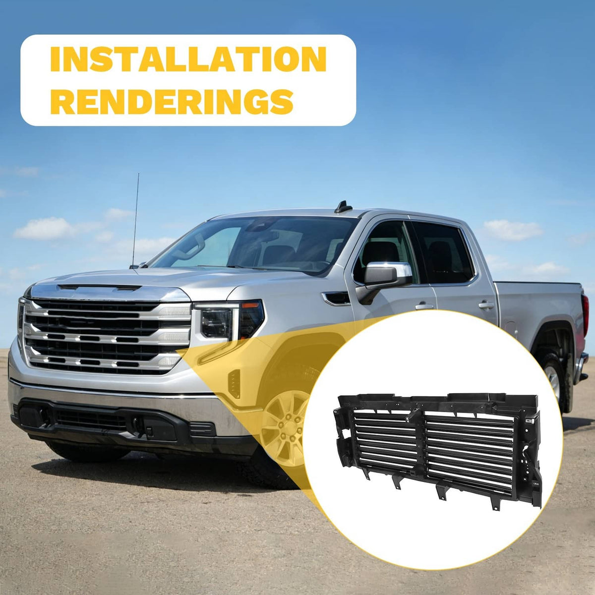 Solidspare Front Active Air Grille Shutter For 2019-2021 GMC Sierra 1500 W/Motor 84641100