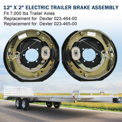 Solidspare Pair Electric Trailer Brake 12" x 2" Self-Adjusting Assembly For 7000 lbs Axle-