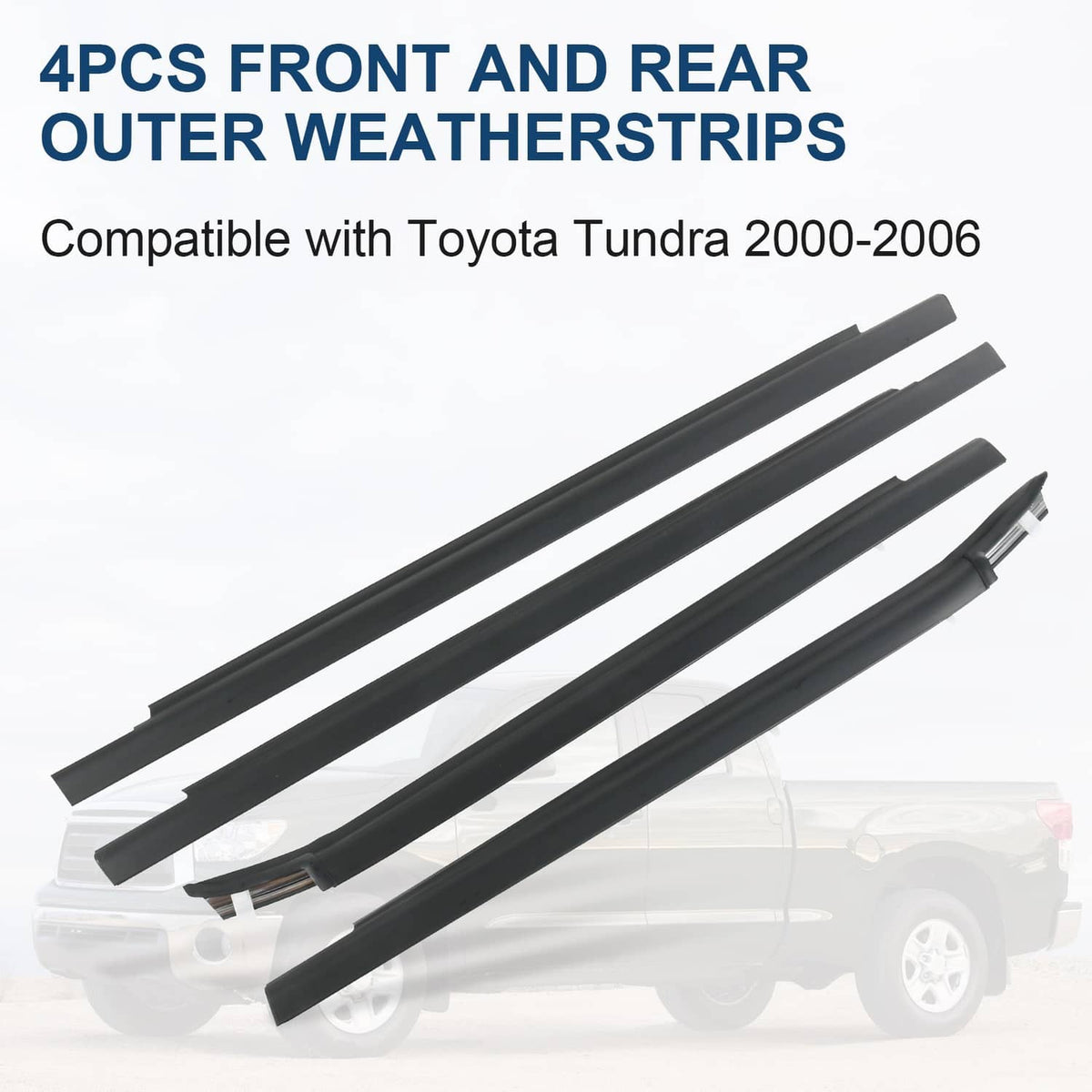 Solidspare Window Moulding Weatherstrip Seal Belt 4× For Toyota Tundra Double Cab 2000-2006