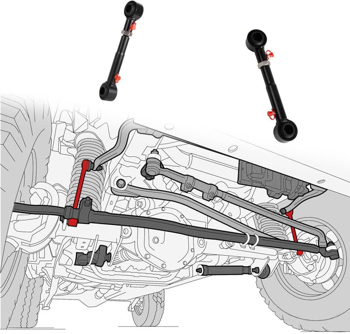 Solidspare For 1998-2006 Jeep Wrangler TJ 2.5-6" Front Sway Bar Link Quicker Disconnects