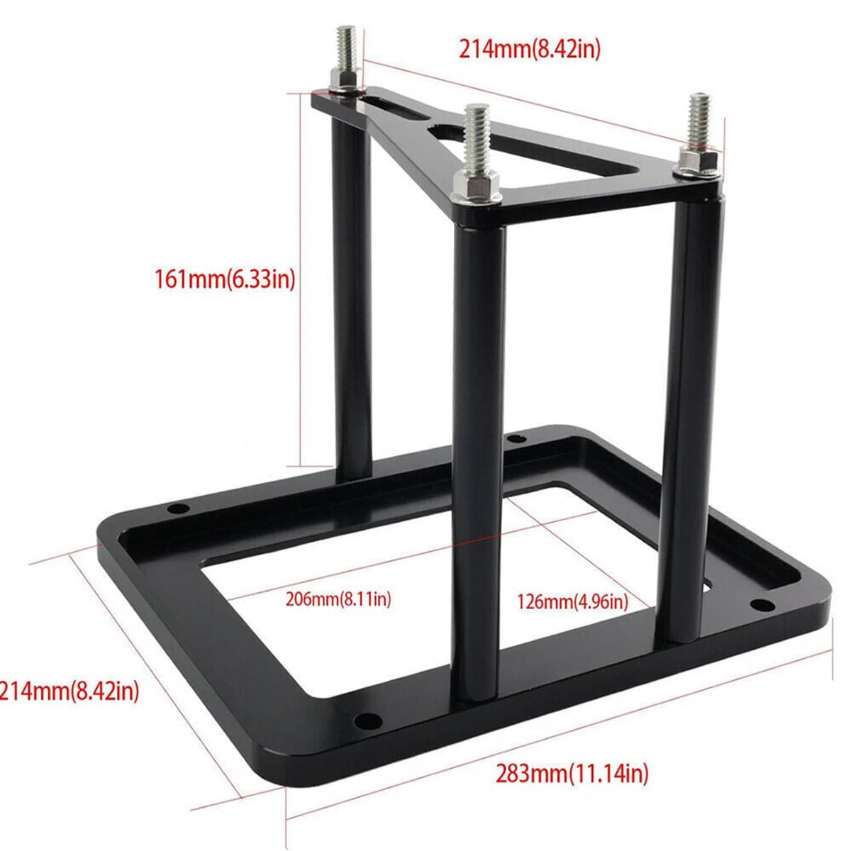 Solidspare Billet Aluminum Black Battery Tray Hold Down Trunk Relocation Box Racing Mount