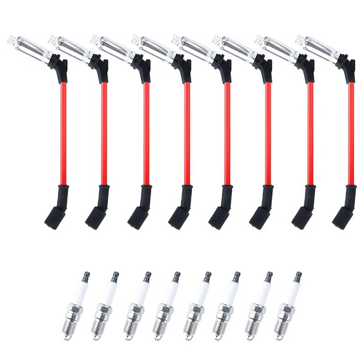 Solidspare New 8Pcs For Wires 48322 & Spark Plugs 41962 Chevy Silverado GMC 4.8/5.3/6.0L V8