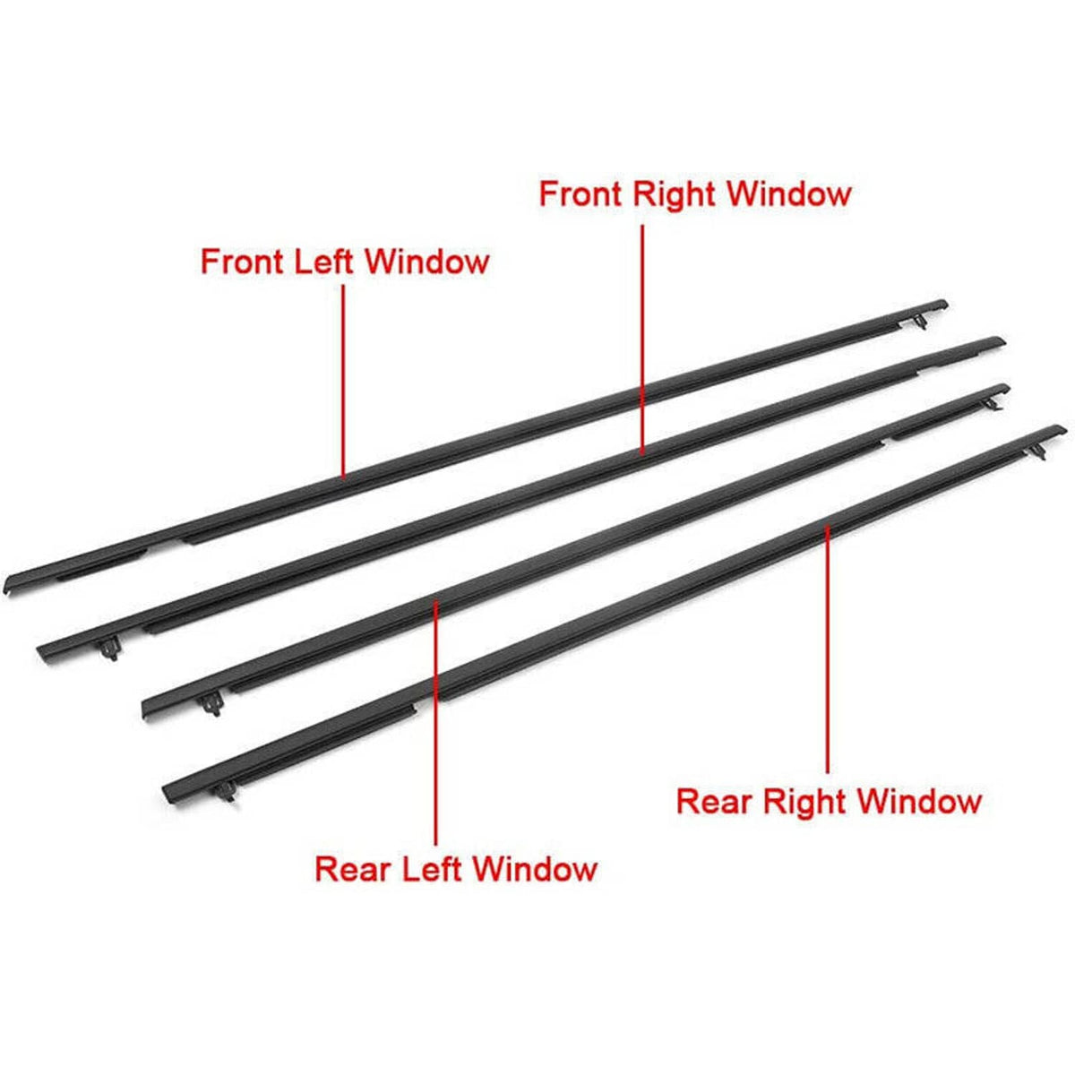 Solidspare 4Pcs Car Window Moulding Trim Weatherstrips Seal Fit For Honda Civic Sedan 06-11