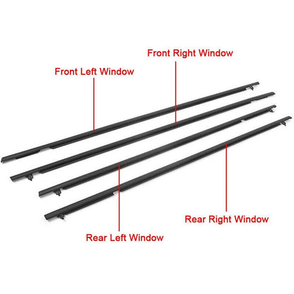 Solidspare 4Pcs Car Window Moulding Trim Weatherstrips Seal Fit For Honda Civic Sedan 06-11