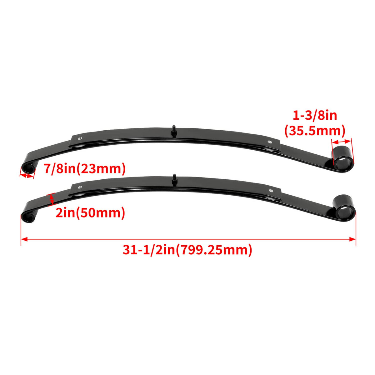 Solidspare Heavy Duty Golf Cart Rear Leaf Spring Kit (2 Leaf ) For EZGO RXV 2008+, Set of 2
