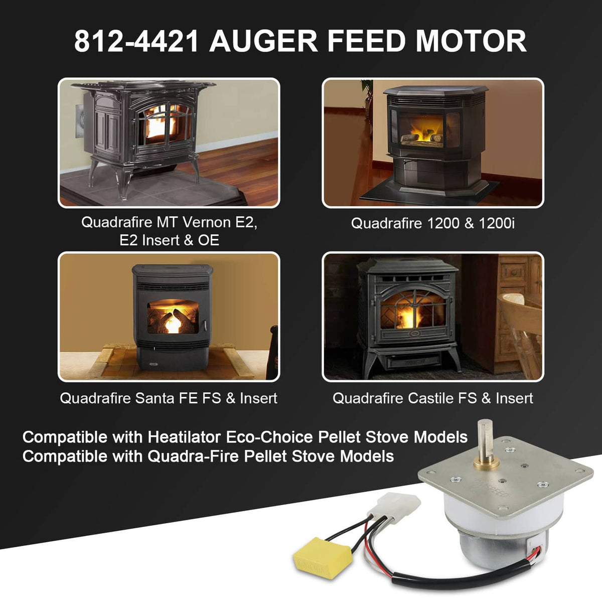 Solidspare Quadrafire Auger Feed Motor 1200, Castile, Trekker,4421,Santa Fe, Contour, E2