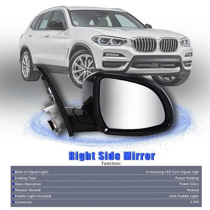 Solidspare Passenger Side Mirror w/ Blind Spot For 2019-2023 BMW 320i 330i 330e 51169854786