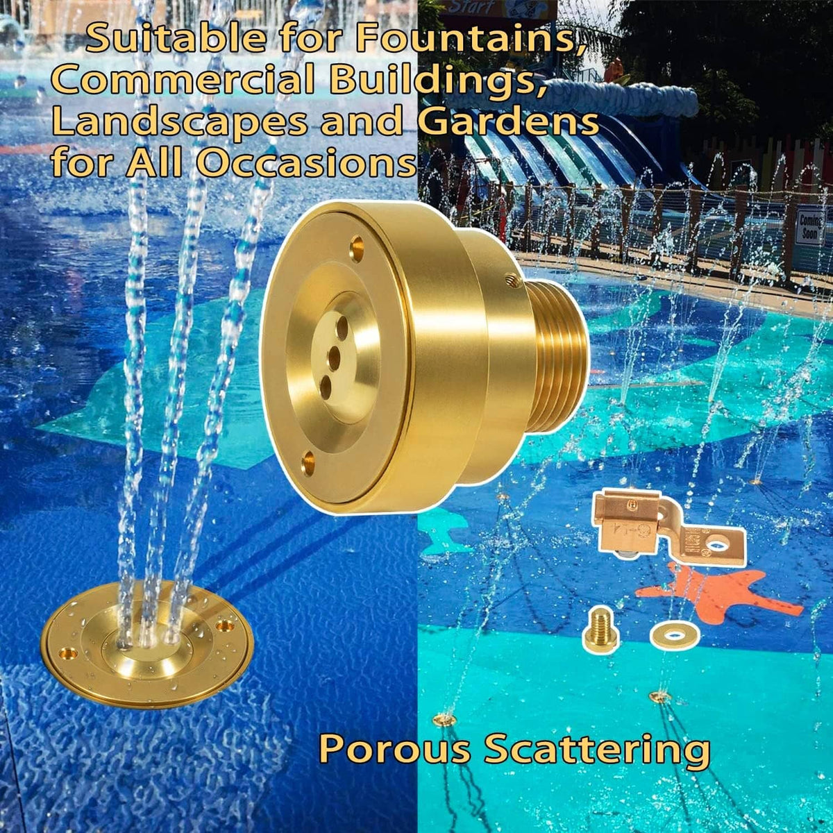 Solidspare New Swimming Pool Spa Brass Deck Jet Fountain Nozzle 3 Hole with Grounding Lug