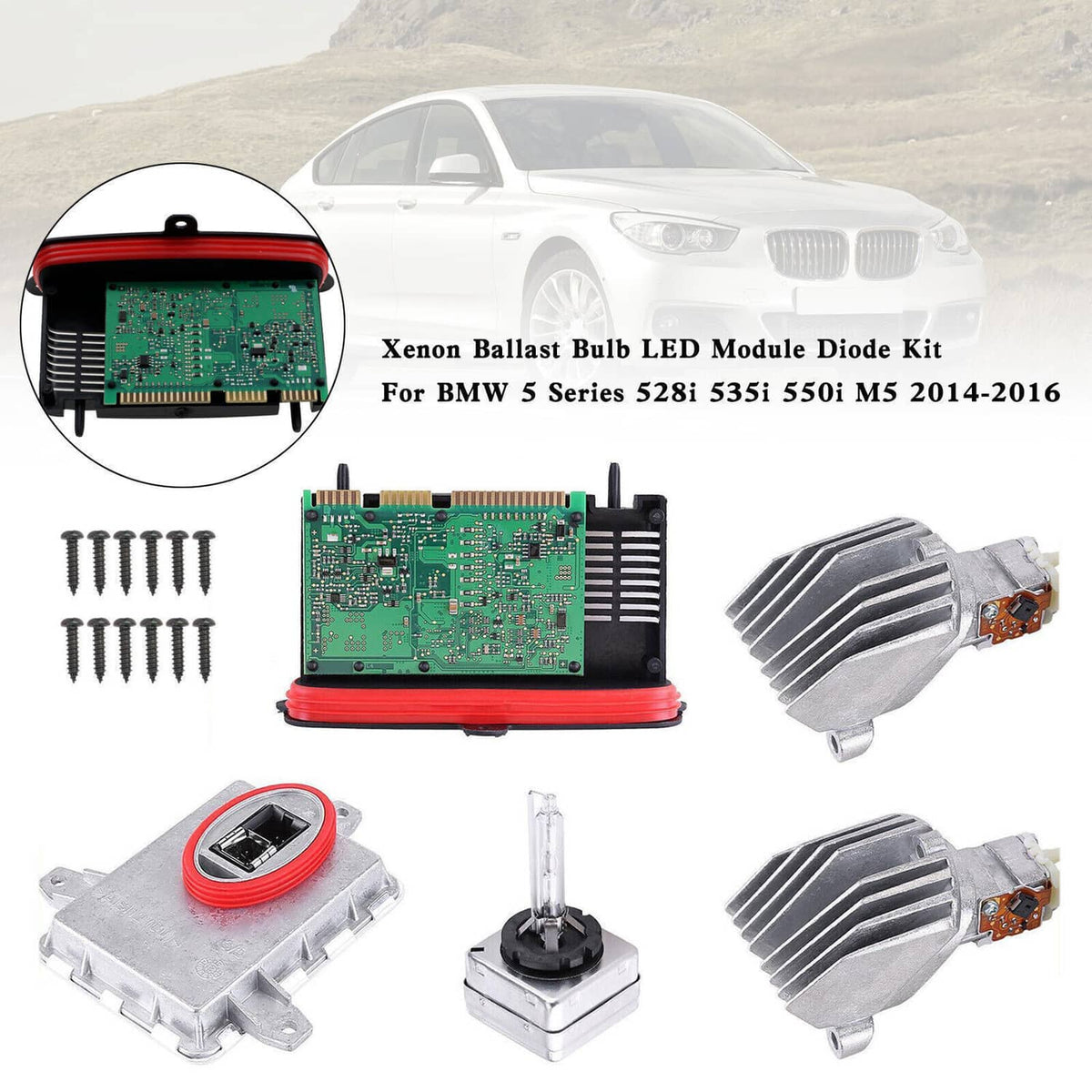 Solidspare Xenon Ballast Bulb LED Module Diode Kit For 14-16 BMW 5 Series 528i 535i 550i M5