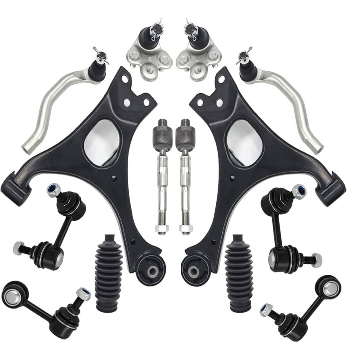 Solidspare 14Pcs Lower Control Arms & Ball Joint Sway Bar Tie Rod For 2006-2011 Honda Civic