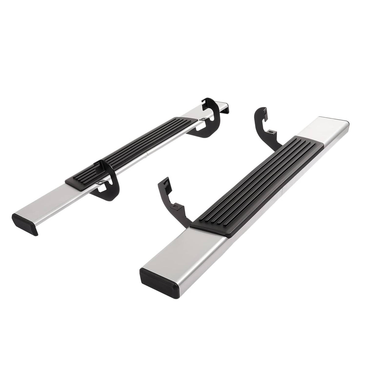 Solid Spare Side Step Bar Running Boards Silver+Black For 19-25 Silverado Sierra Regular Cab