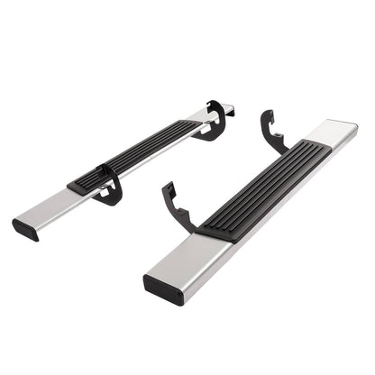 Solid Spare Side Step Bar Running Boards Silver+Black For 19-25 Silverado Sierra Regular Cab