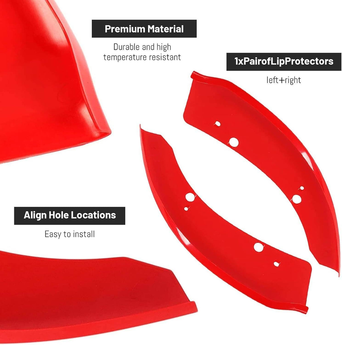 Solidspare Front Bumper Lip Splitter Trim Cover For 2015-2021 Dodge Charger SRT Scat Red