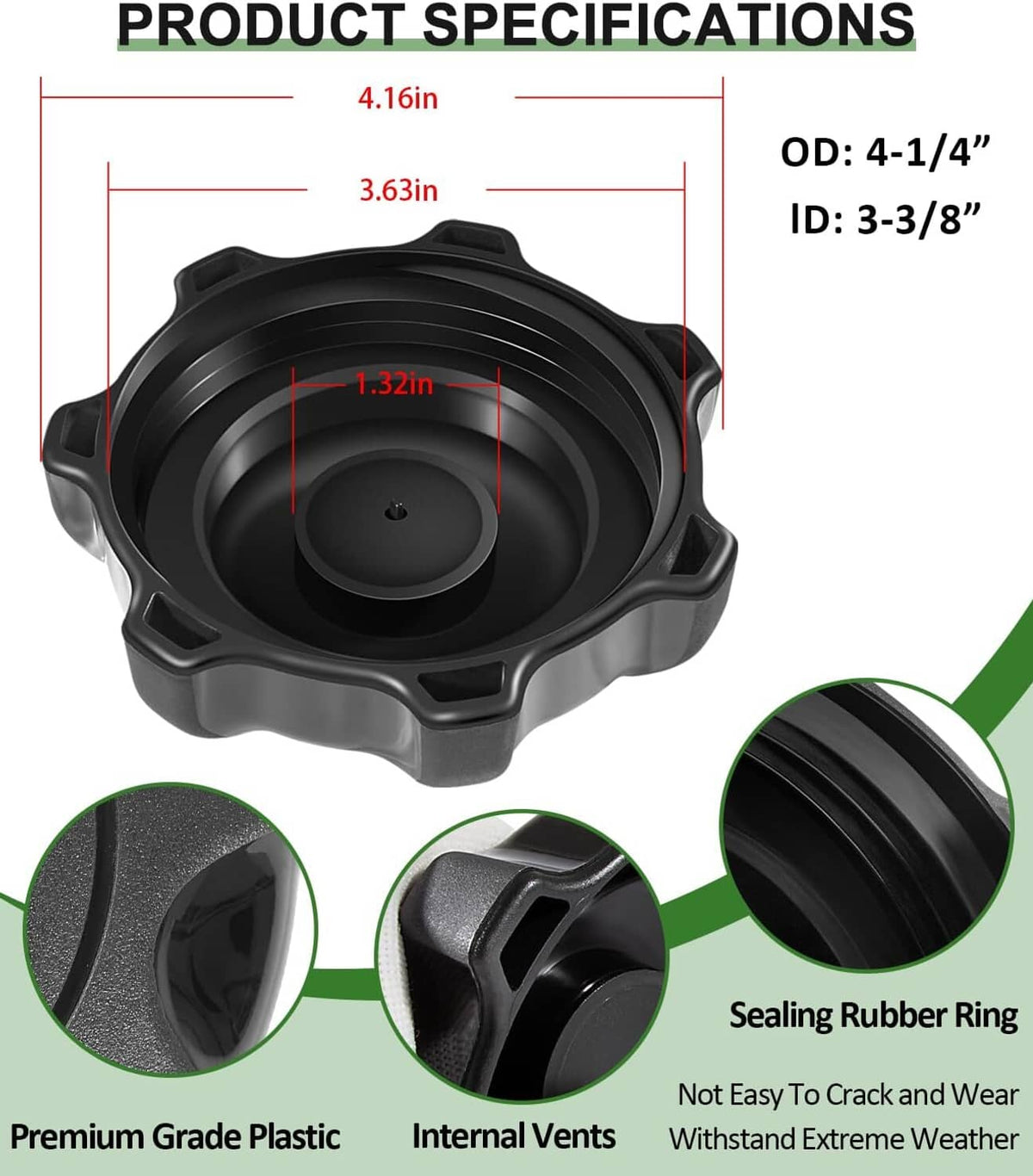 Solid Spare AM137724 Filler Cap for John Deere 300, LT, X300, X400, X500, X700, Z200, Z400