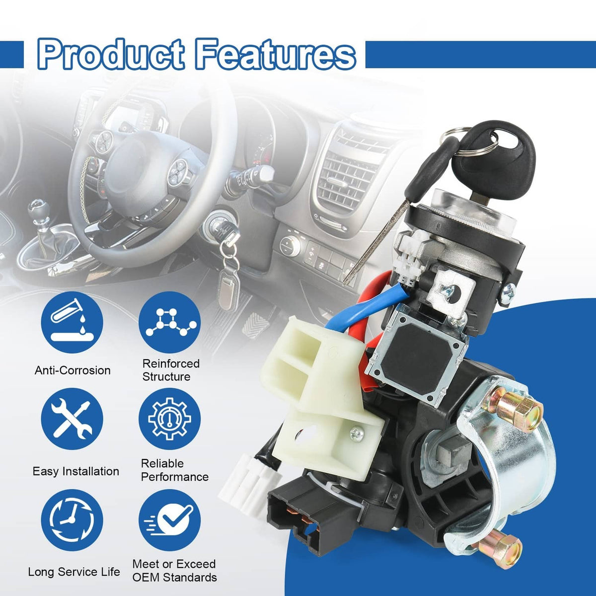 Solidspare Ignition Lock Switch with Door Lock Cylinder & Keys 81905-2T040 For Kia Optima