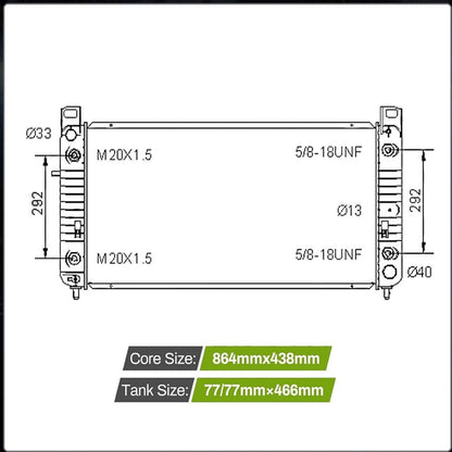Solidspare Radiator for 2007-2013 Chevrolet Avalanche 5.3L 6.0L CU2423 Aluminum 34" Core