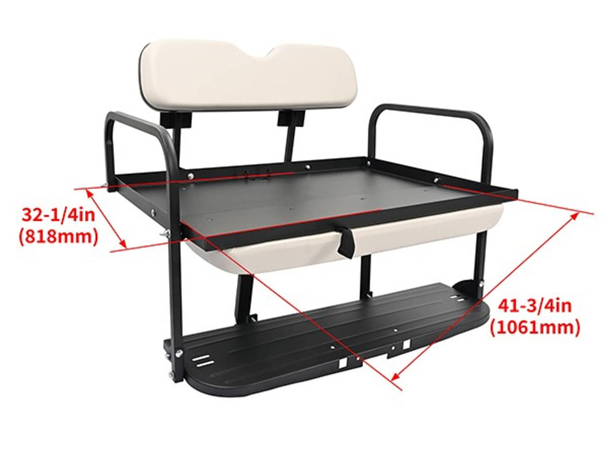 Solidspare Rear Flip Back Seat For EZGO Marathon Pre-1994 Off-White Golf Cart Folding
