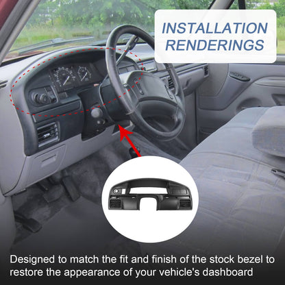 Solidspare Instrument Dash Cluster Bezel For Ford 92-93 F150 F250 F350 Bronco F-Super Duty