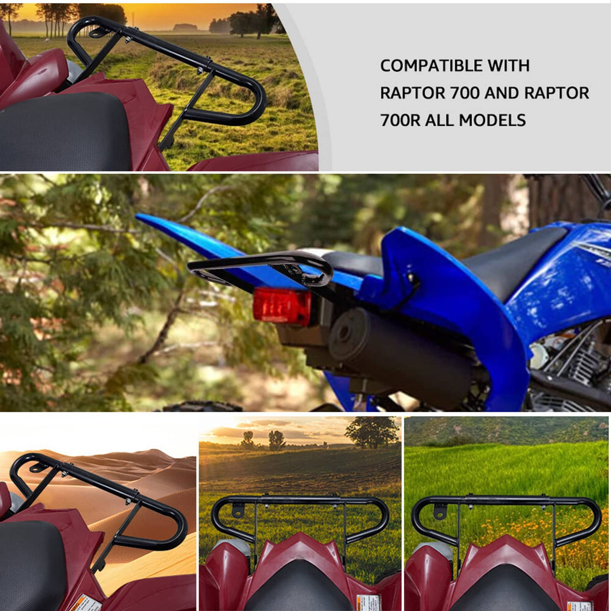 Solidspare Wide Aluminum Rear Wide Grab Bar Bumper Fit For 2009-2024 Yamaha Raptor 700R