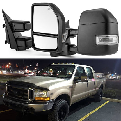 Solidspare Set Towing Mirrors Fit For 2017-2019 Ford F250 350 Power Heated LED Turn Signal