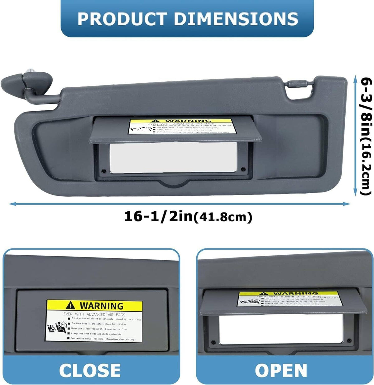 Solidspare Pair Sun Visor Dark Gray For 2006-2011 Honda Civic Visors Left & Right Visor Set