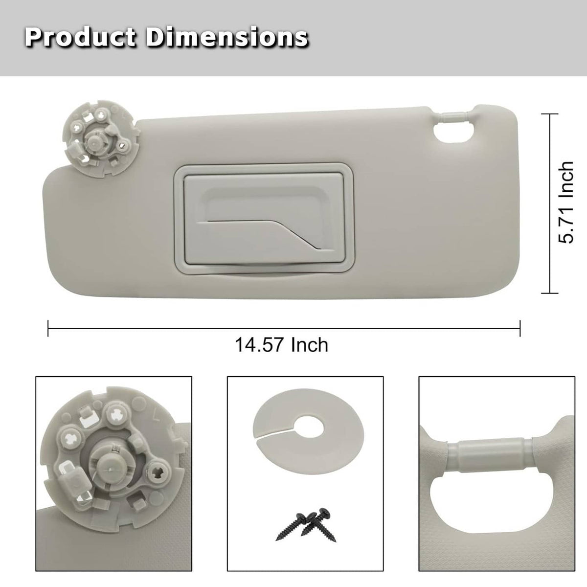 Solidspare Left Driver Side Sun Visor w/Mirror Gray For Chevrolet Cruze 2017 2018 84126657
