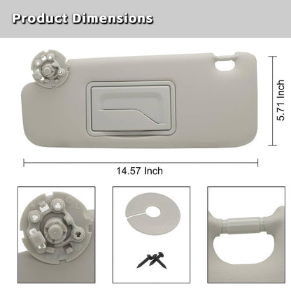 Solidspare Left Driver Side Sun Visor w/Mirror Gray For Chevrolet Cruze 2017 2018 84126657