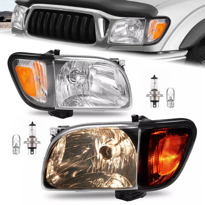 Solid Spare For 2001 2002 2003 2004 Toyota Tacoma White Headlights & Black Corner Light 4Pcs