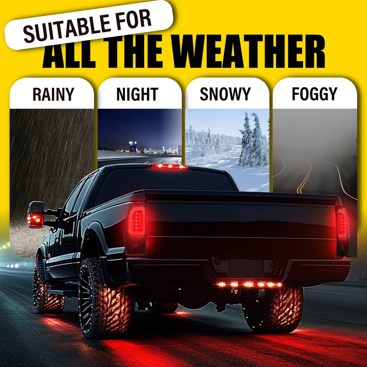 Solid Spare Black For 1997-2003 Ford F150 99-07 F250 F350 SD LED Tube Tail Lights Brake Lamp