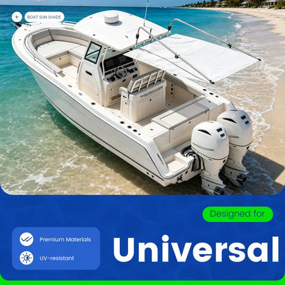 Solidspare White Boat Sun Shade 304 Stainless Steel+Fabric Canopy For Universal Boat