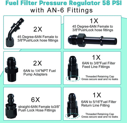 Solidspare LS Conversion Fuel Injection Line Fitting Adapter Kit EFI FI w/ Filter Regulator