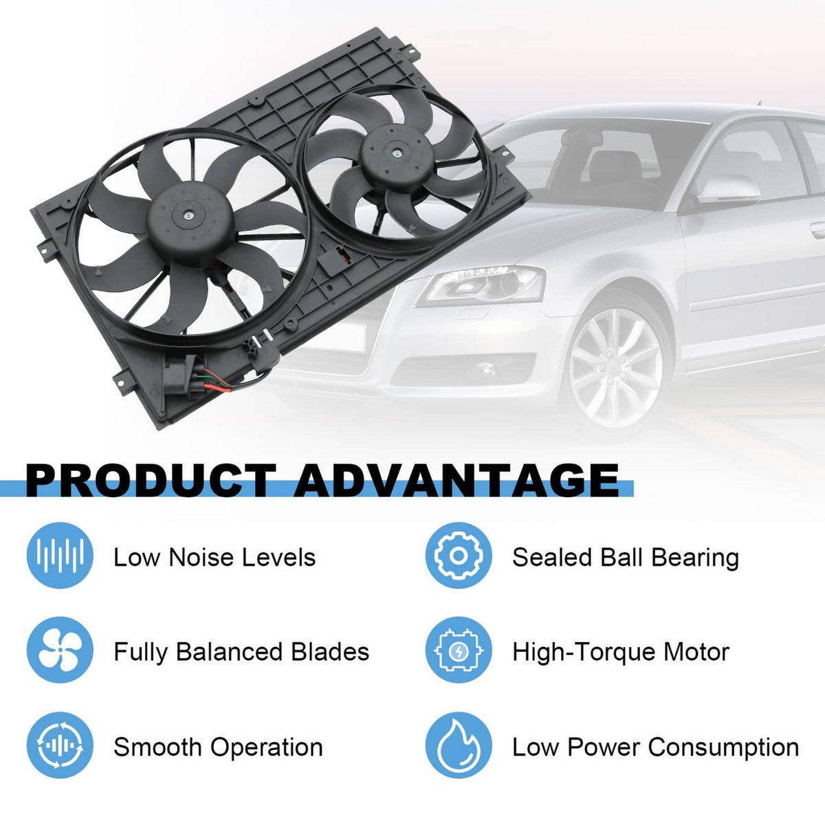 Solidspare Radiator Condenser Fan For Volkswagen Jetta Beetle 2.0L 2.5L L4 L5 VW3120100