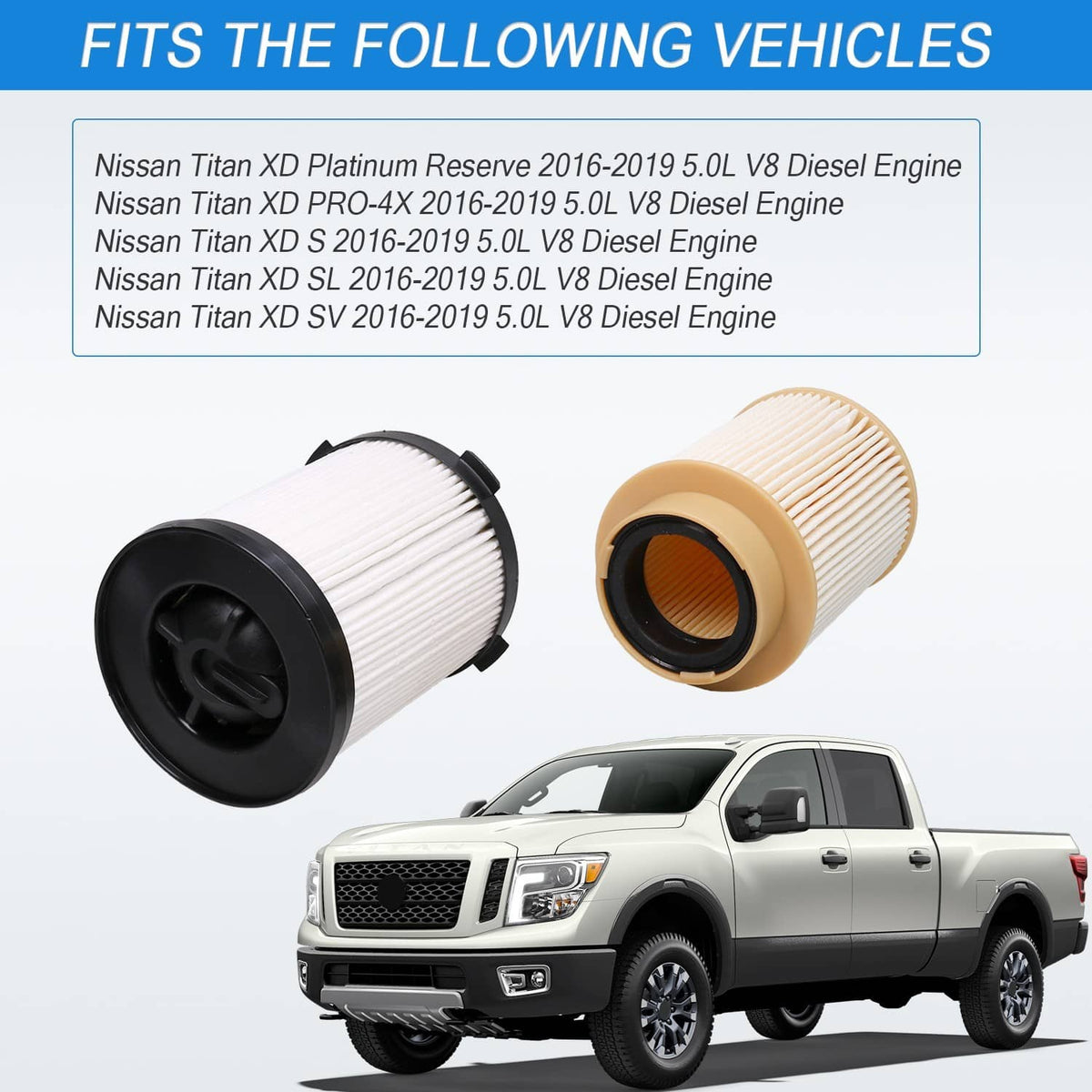Solidspare New Fuel Filter Kit 16403-EZ41A 16403-EZ40A For Nissan Titan XD 5.0 V8 2016-2019